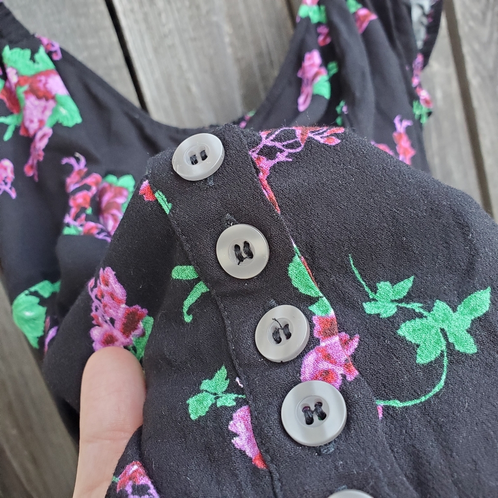 Free People Black Floral Button-Down Top - Picture 4 of 7